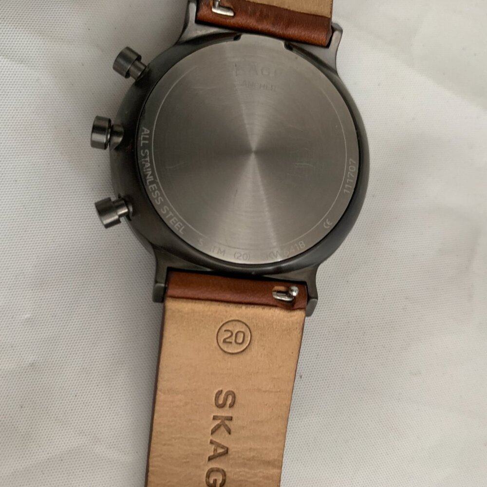 Men's Skagen Ancher Chronograph Brown Leather Strap Watch SKW6418 ⭐️ - Picture 13 of 14